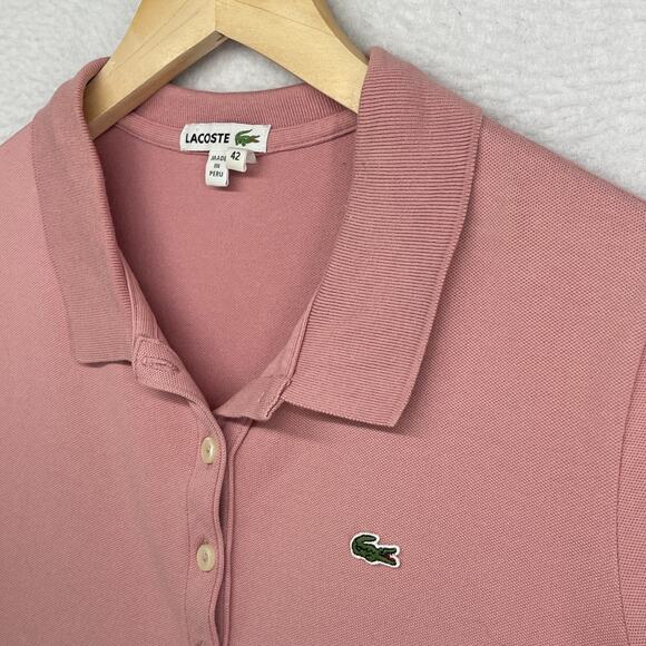 Lacoste Tops - LACOSTE Shirt Womens 42 L Polo Golf Performance Pique Stretch Cotton Pink